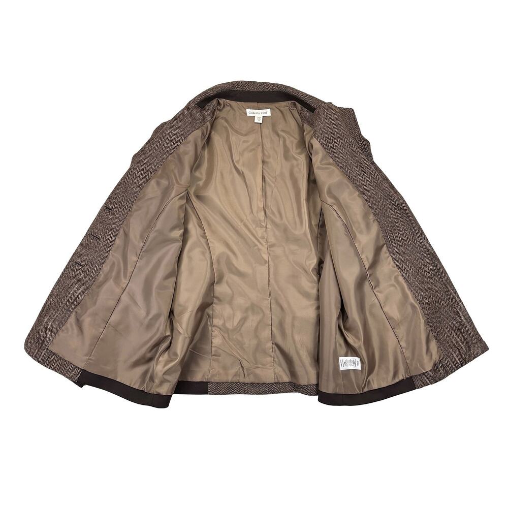 Coldwater Creek Wool Blend Equestrian Blazer Womens 16 Brown Tweed Riding Jacket - Picture 4 of 9
